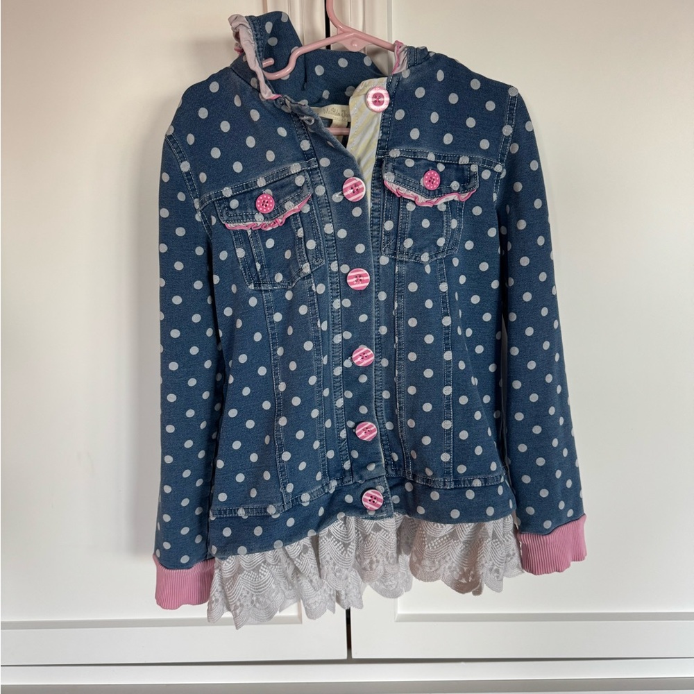 Matilda Jane Blue Polka Dot Jean Jacket with Pink Details